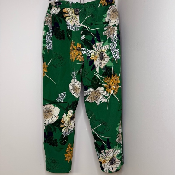 Eclipse Botanical Stretch Dress Pants Office | Green Beige Mustard Print Size 8 - Picture 5 of 6